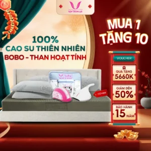 Nệm 100% cao su thiên nhiên Thắng Lợi BoBo-Than hoạt tính